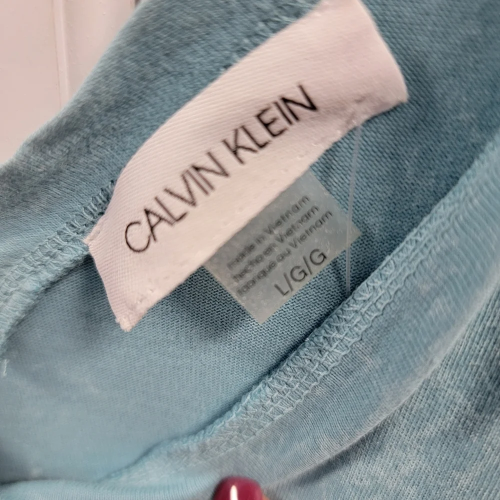 Calvin Klein Athletic Jumpsuit Romper Sleeveless Drawstring Waist Aqua NWT Large